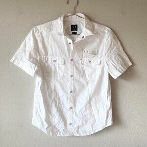 Armani Exchange Designer White Button Shirt Men's Small